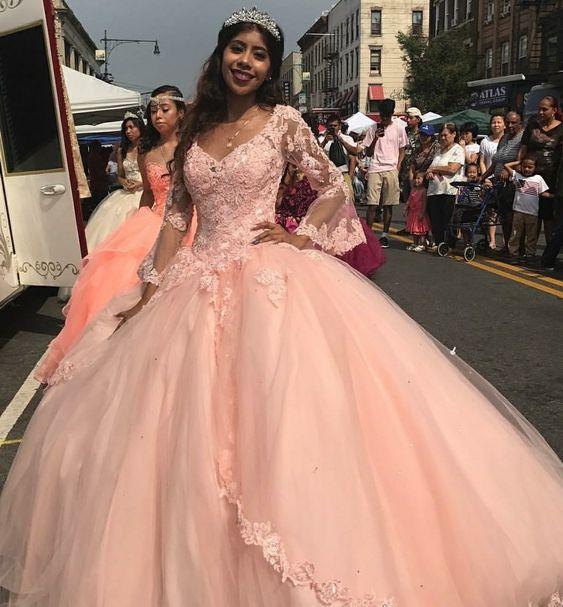 Pink quinceanera dresses with sleeves hotsell