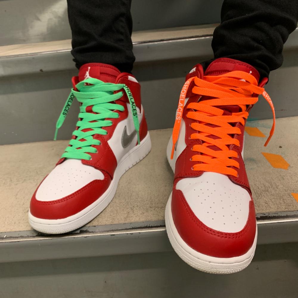 off white orange and green laces