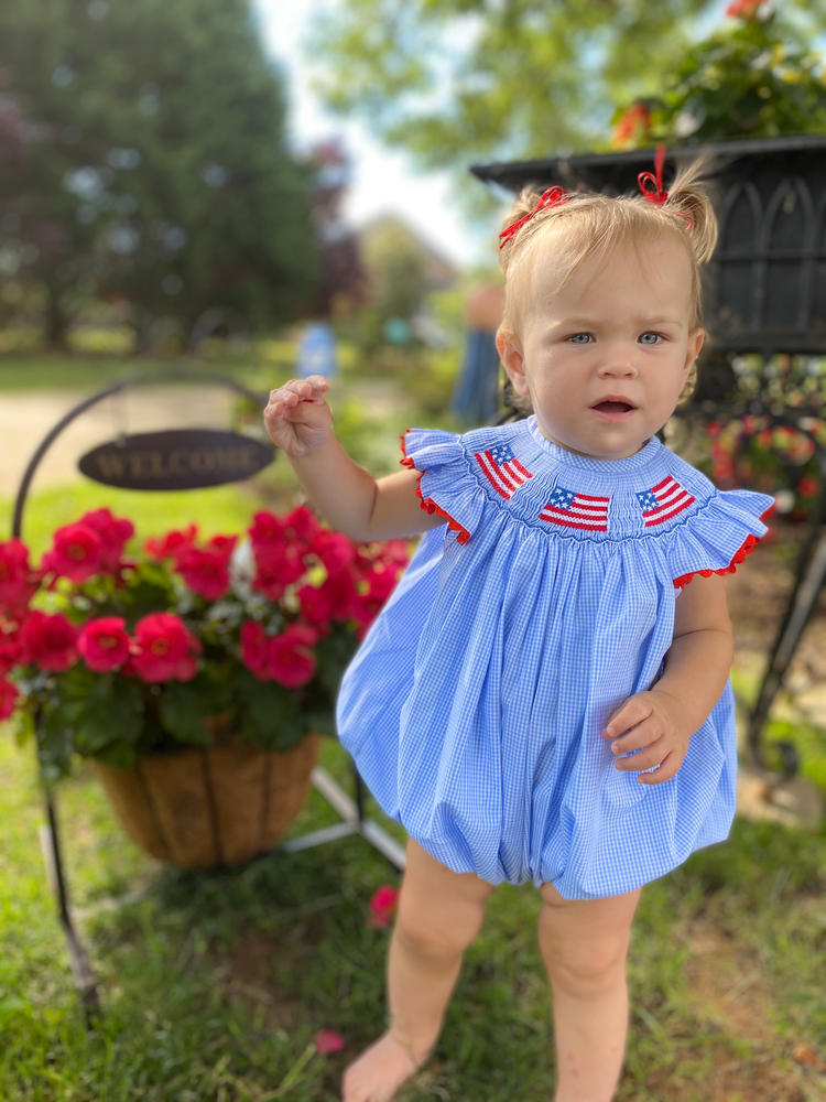 Salute The Flag Smocked Bubble, Blue - Customer Photo From Patricia Brads