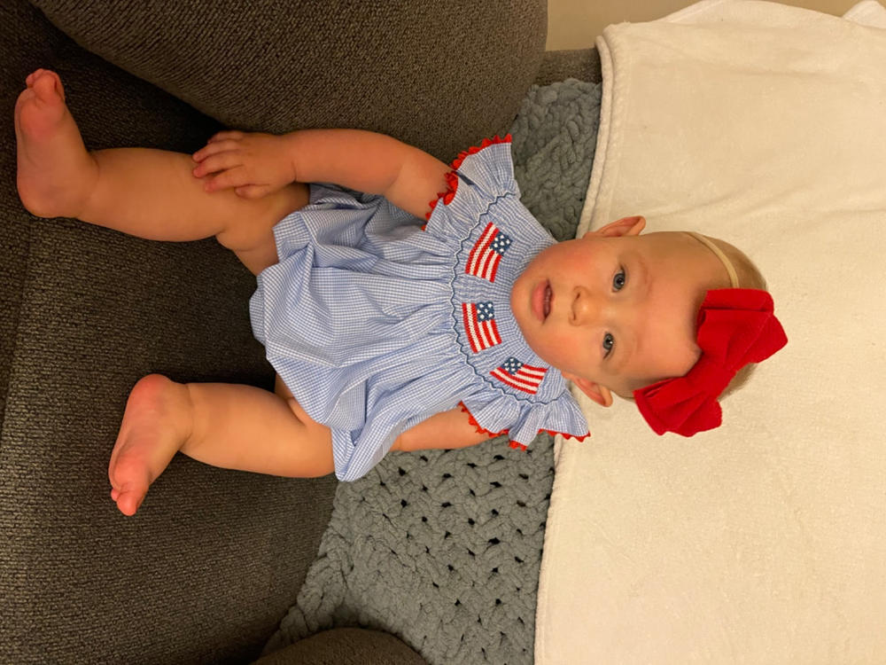 Salute The Flag Smocked Bubble, Blue - Customer Photo From Jayde Slone
