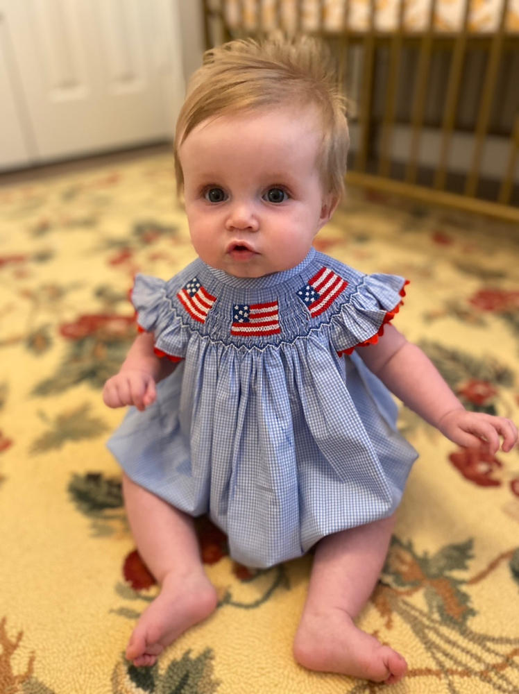 Salute The Flag Smocked Bubble, Blue - Customer Photo From Clair Fraser