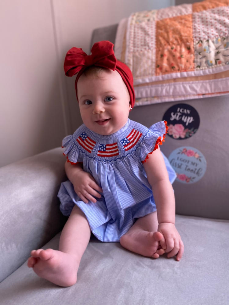 Salute The Flag Smocked Bubble, Blue - Customer Photo From Bailey Wanstrath