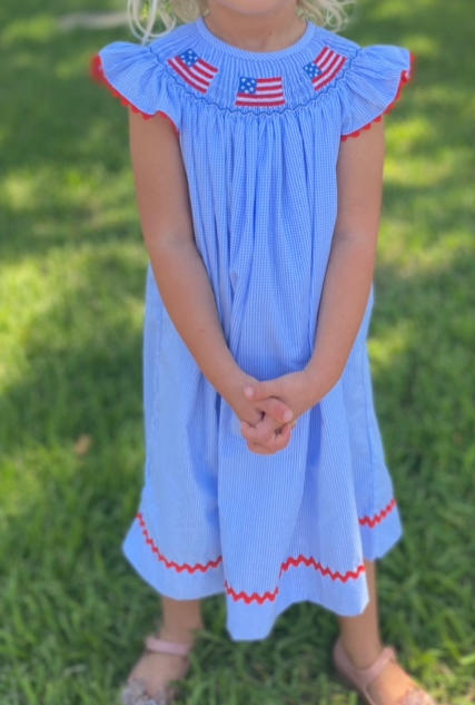Salute The Flag Smocked Dress, Blue - Customer Photo From Angela Mitchell