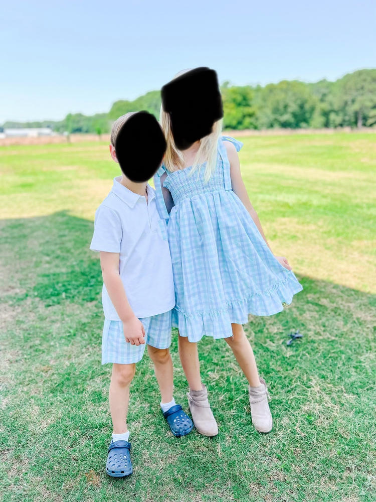 Look to the Sea Boy Short Set, Mint/Blue Check - Customer Photo From Megan Ingram