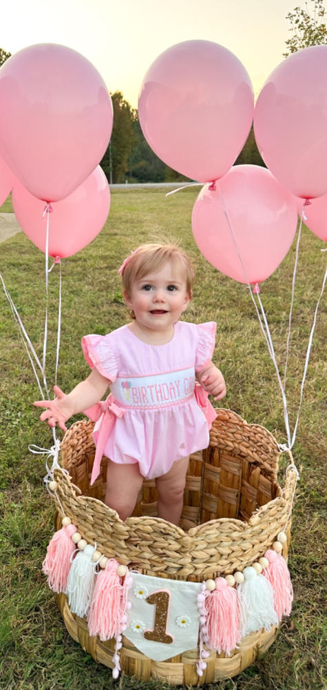 Birthday Girl Smocked Side Tie Bubble, Pink - Customer Photo From Sarah Thompson