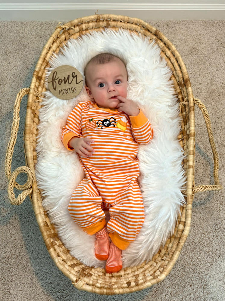 Creepy Critter Applique Romper, Orange - Customer Photo From KIM SMART