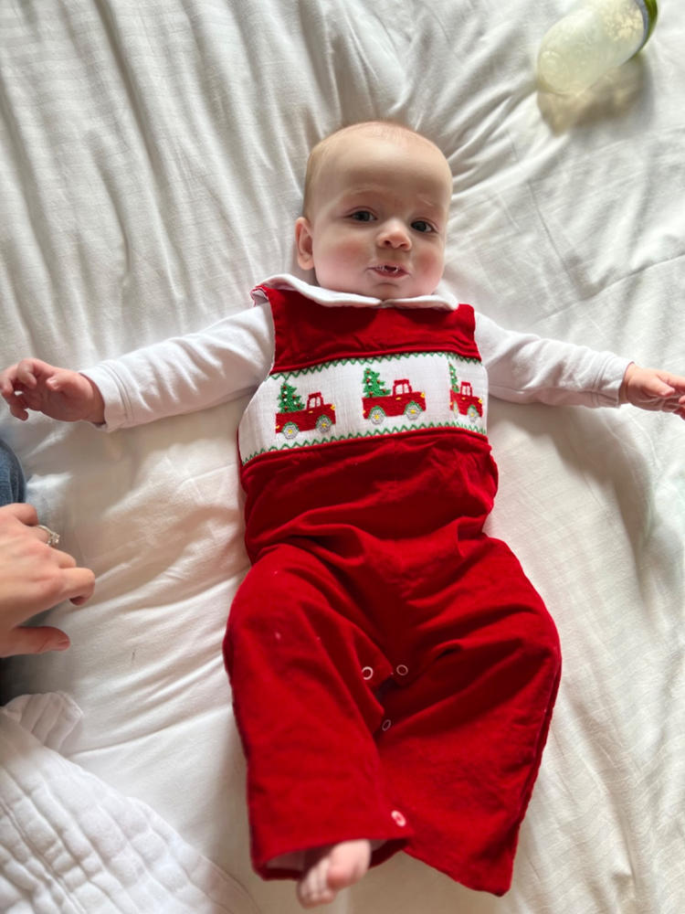 Christmas Traditions Smocked Jon Jon, Red - Customer Photo From Rachel O’Toole