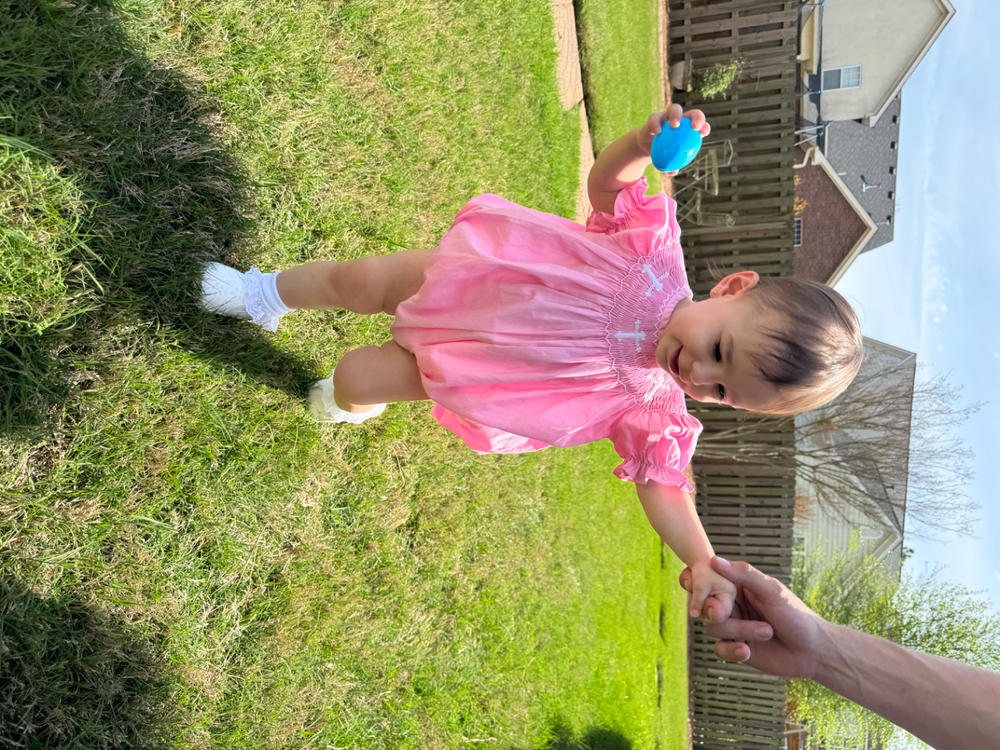 Easter Wishes Smocked Bubble, Pink - Customer Photo From Jenna Carter