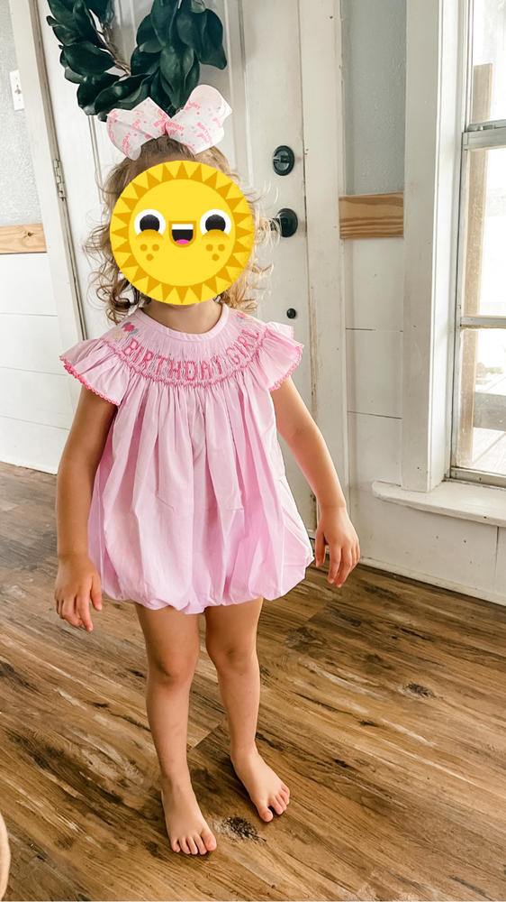 Birthday Girl Smocked Bubble, Pink - Customer Photo From Jessica Guthrie