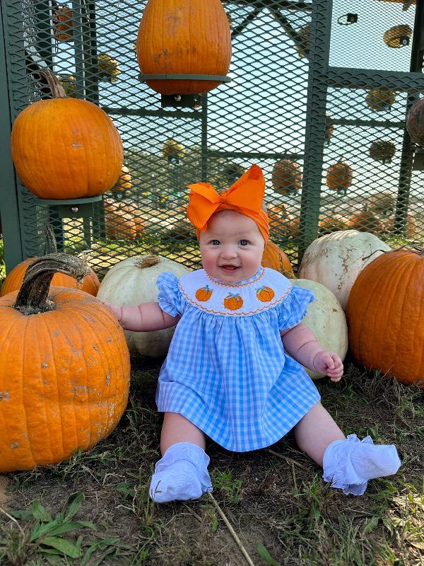 Happy Harvest Smocked Diaper Set, Blue Check - Customer Photo From Devin Johnson