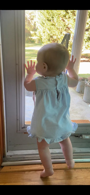 Hannah Skirted Bubble, Light Blue Stripe - Customer Photo From Kelsy Nigels