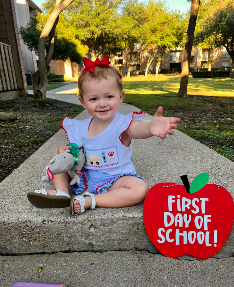 My First Day Smocked Ruffle Short Set, Blue - Customer Photo From Aellise Ebeling