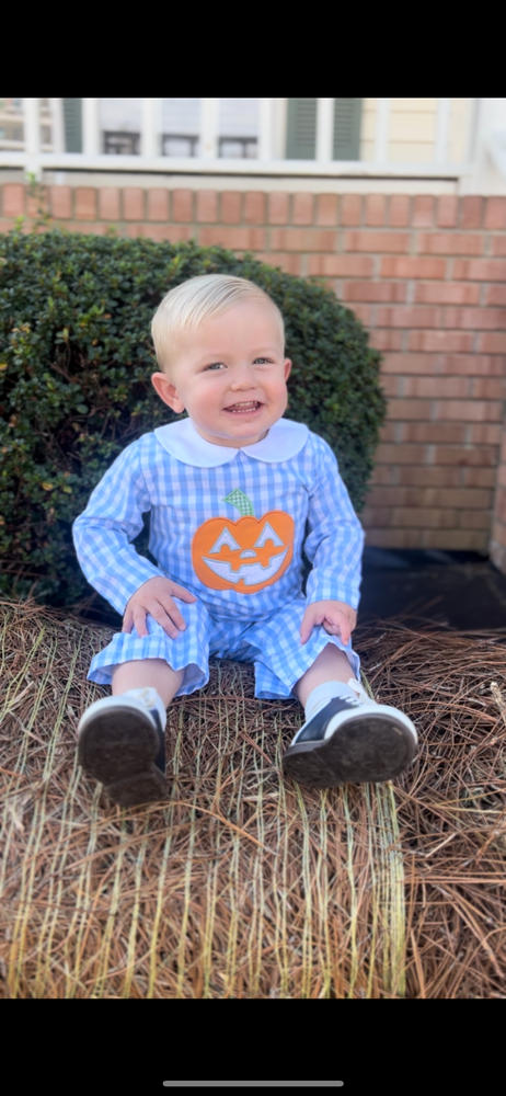 Bitty Dot Boos Applique Romper, Blue - Customer Photo From Tiffany Prather