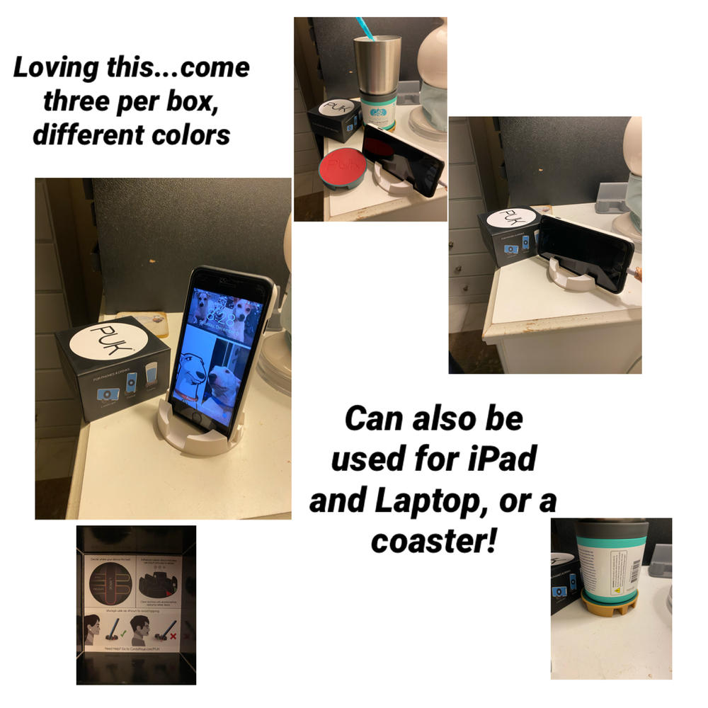PUK: Tablet & Phone Stand + Drink Coaster - Customer Photo From Coleen Tomlinson
