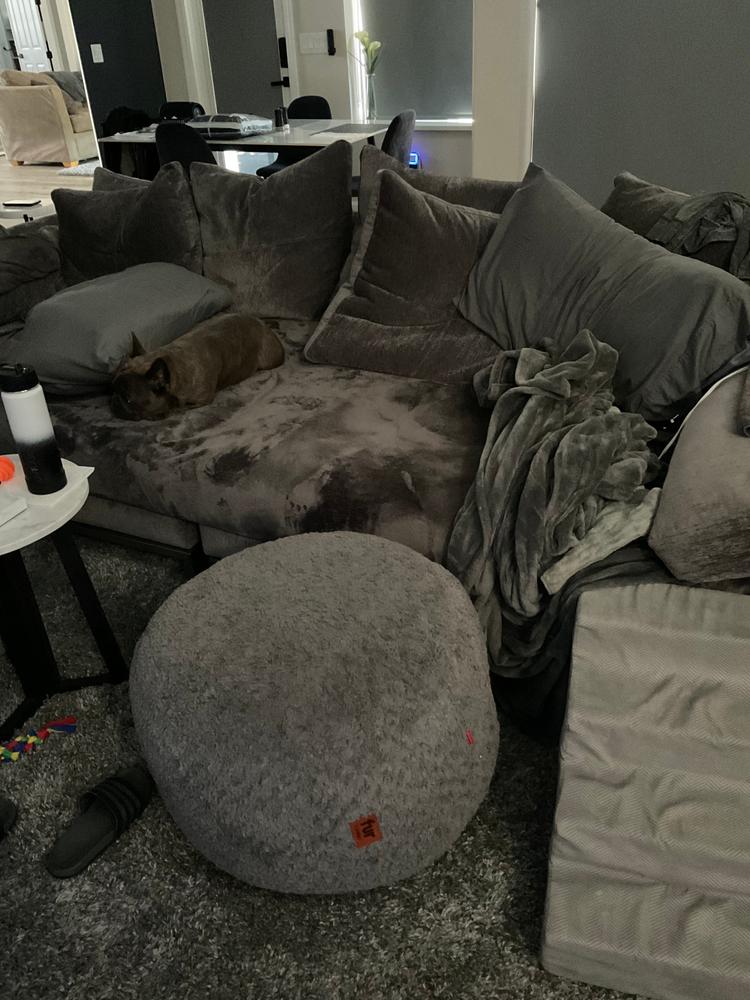 Pouf/Footstool Cover - NEST Bunny Fur - Customer Photo From Erin