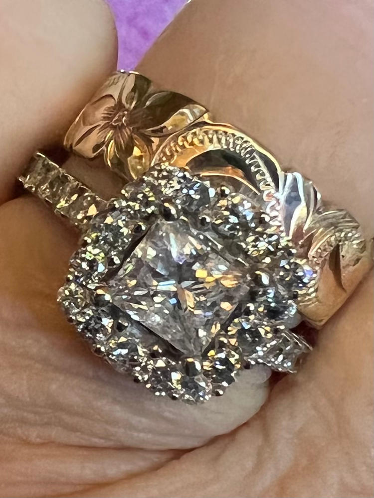 14K Tri-Gold Waved Edged Hawaiian Jewelry Ring - 6mm, Flat Shape, Standard Fitment - Customer Photo From Lloyd Carr