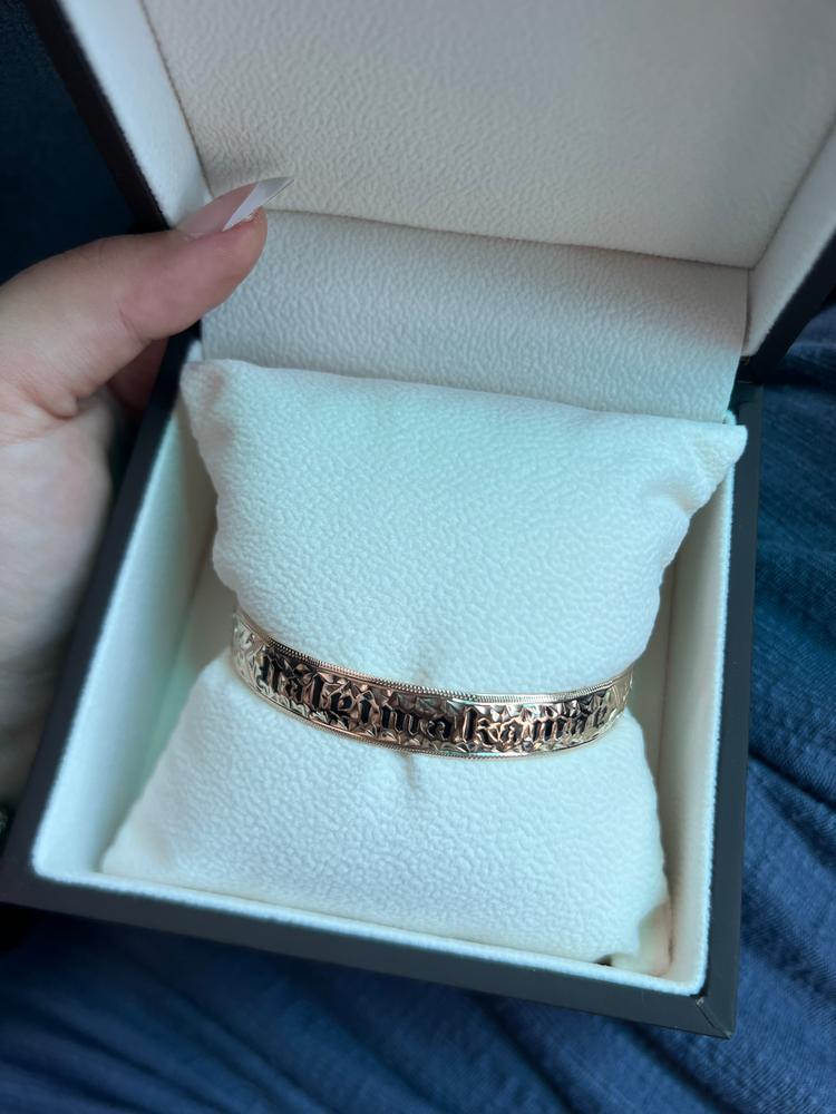 14K Gold Hawaiian Heirloom Jewelry Bracelet [10mm width] Black Enamel