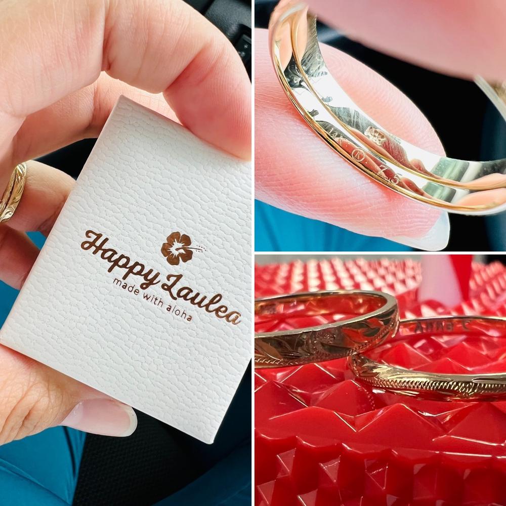 14K Gold Ring [2mm] Hawaiian Hand Engraved Heritage Design - Dome Shape - Customer Photo From Leanna Crocker