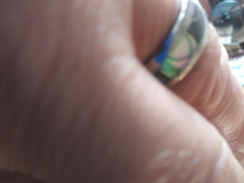 Pair of 4&8mm Abalone Shell Tungsten Carbide Couple/Wedding Band Set - Dome Shape, Comfort Fitment - Customer Photo From Mark Shifflett