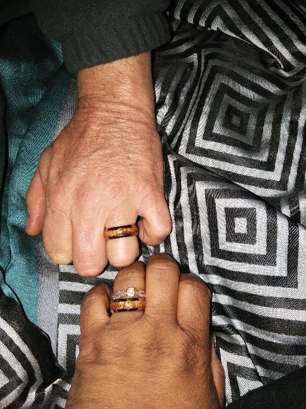 Stainless Steel Ring with Koa Wood Inlay - Customer Photo From MARY G.