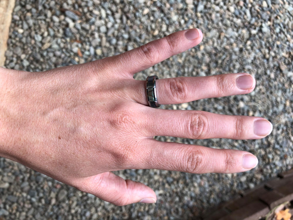 Tungsten Carbide Ring with Abalone Shell Inlay - Customer Photo From Carly Kratzer
