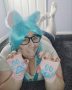 ToeBeanies PREORDER Cotton Candy ToeBeanies Blue Kitten Pawpads on Pink Mittens Review