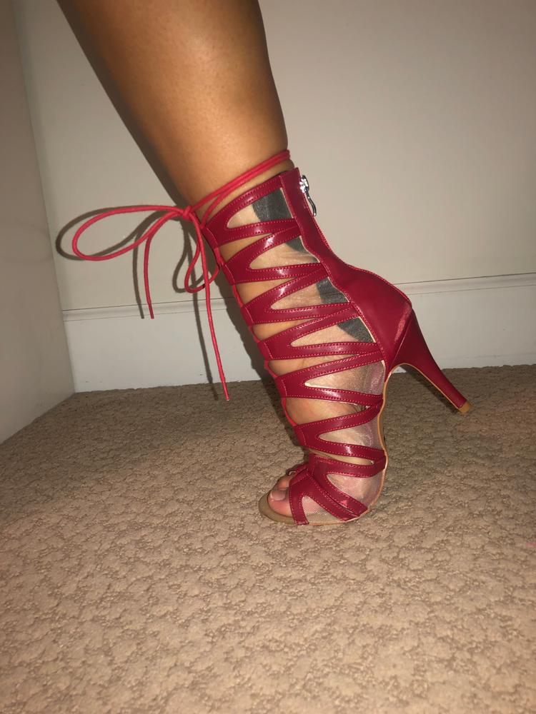 Red Lace Up Heels - Chic Stylista