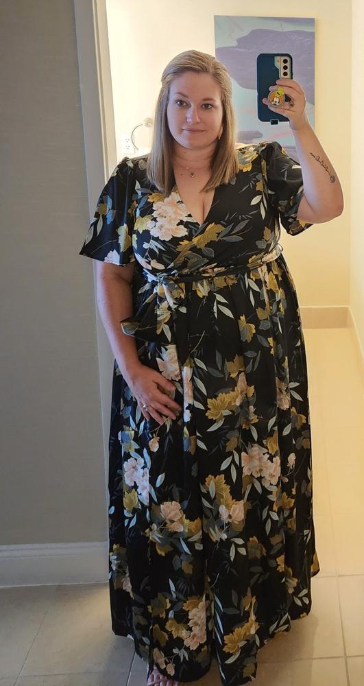 Sicily Satin Maxi Dress, Black Floral