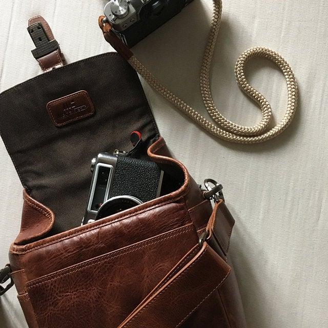 MegaGear Torres Mini Top Grain Leather Camera Messenger Bag for Mirrorless, Instant and DSLR Cameras - Customer Photo From Serban