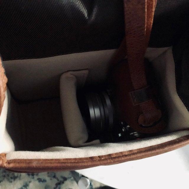 MegaGear Torres Mini Genuine Leather Camera Messenger Bag for Mirrorless, Instant and DSLR Cameras - Customer Photo From Kira
