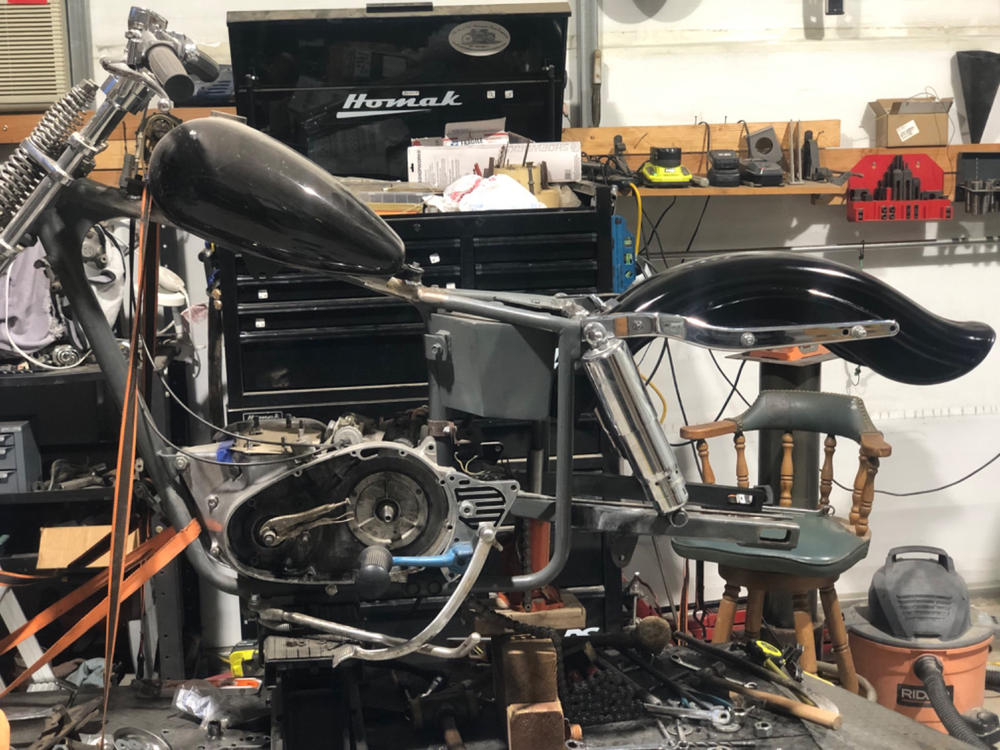 Cycle Standard Fat Bob Steel Fender-Left Side Chain Relief