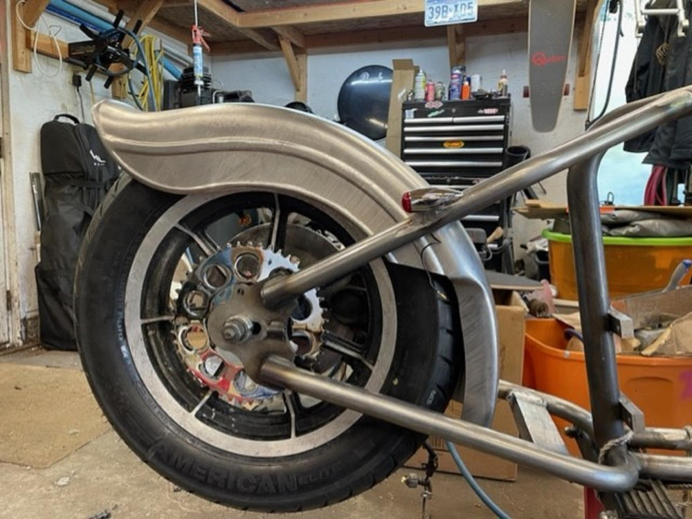 Cycle Standard Fat Bob Steel Fender-Right Side Chain Relief