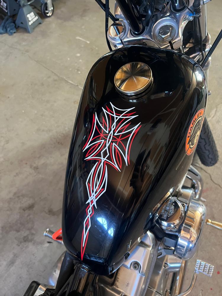 Domed Screw-In Gas Cap for Harley-Davidson 1982-1995 / Modern Triumph Bonneville T100 / T120, Scrambler, Thruxton - Brass - Customer Photo From Ferndog 