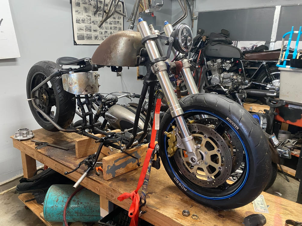KR Style Bolt-On Hardtail Rear Frame Section for 1967 - 1978 H-D Ironhead Sportster - Customer Photo From Joe Martens