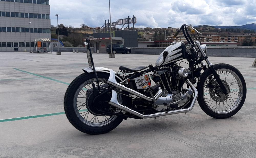 KR Style Bolt-On Hardtail Rear Frame Section for 1967 - 1978 H-D Ironhead Sportster - Customer Photo From Alessandro