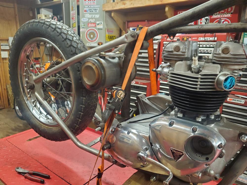 Rubber Mount Bracket Kit for Lowbrow Oil Tanks - for 500 / 650 c.c. unit Triumph Motorcycles - Brass Washers - Customer Photo From Darryl Messineo