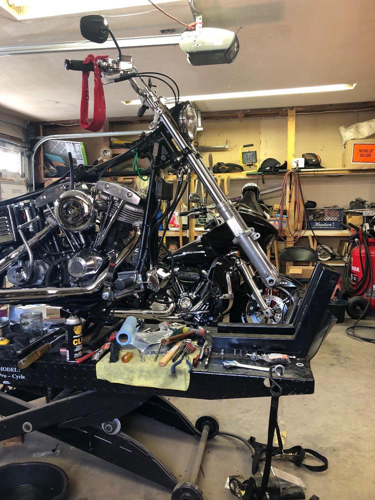 35MM Chrome Fork Tubes - 25-1/4 inch - 2 Over - Customer Photo From Larry Brandt