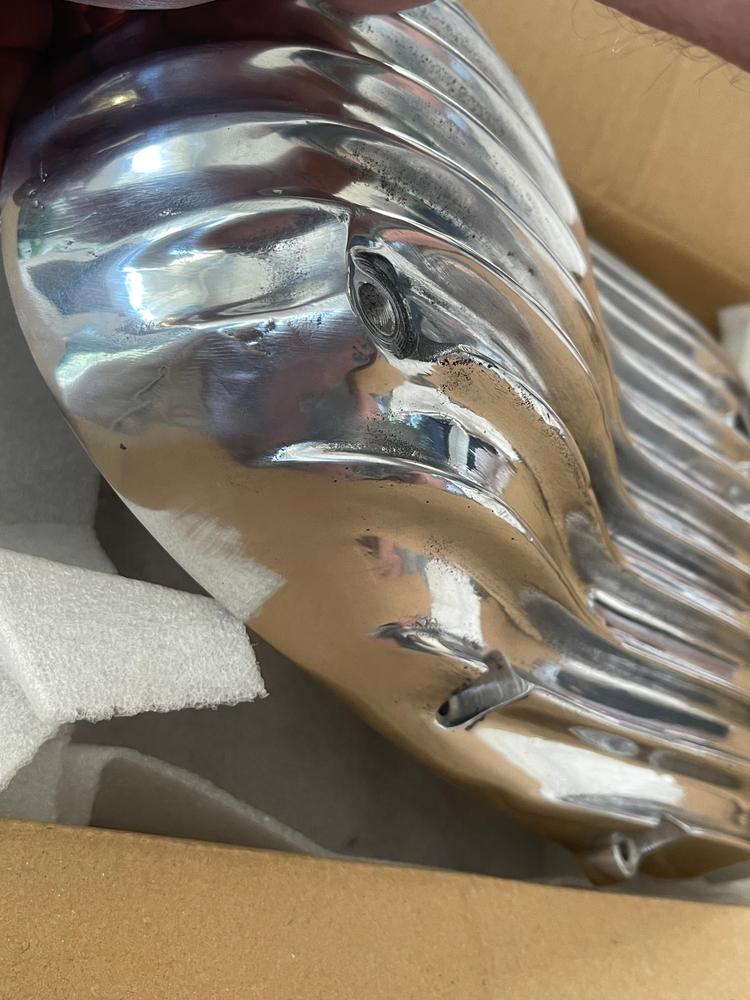 Triumph Unit 650/750 Finned Primary Cover - Polished - Replaces OEM 71-3555 - Customer Photo From Dan 