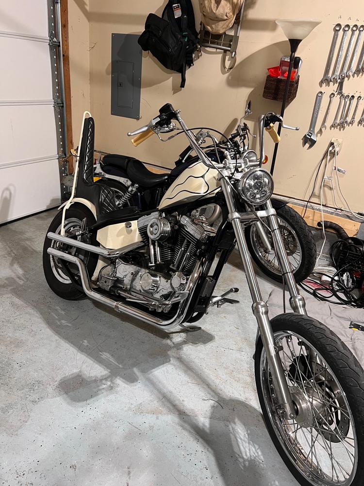 Harley Evo Upswept Shotgun Exhaust Pipe Set for 1986-2003 Sportster Rigid Applications - Customer Photo From Jordan