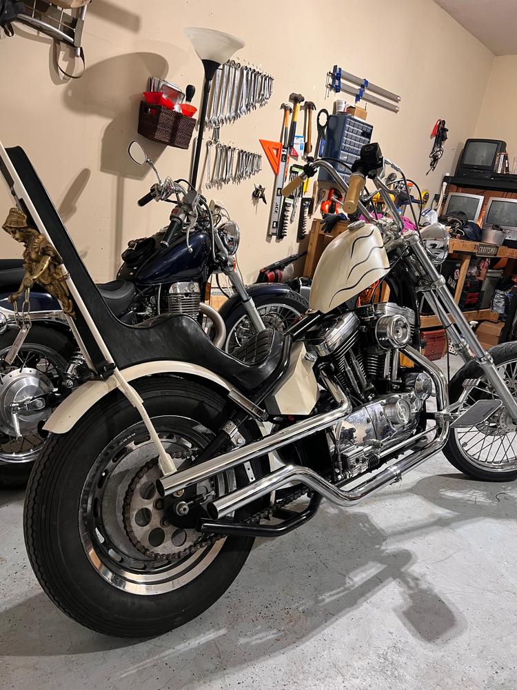 Harley Evo Upswept Shotgun Exhaust Pipe Set for 1986-2003 Sportster Rigid Applications - Customer Photo From Jordan