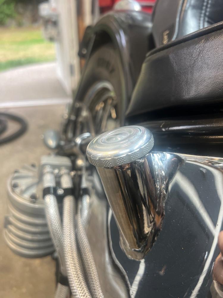 Lowbrow Customs Cast Aluminum Knurled Oil Tank Plug - Semi Polished