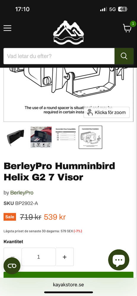 Humminbird Visors - Helix 7 G2N, Helix 7 G3N, Helix 7 G4N - Customer Photo From Rickard Rosander