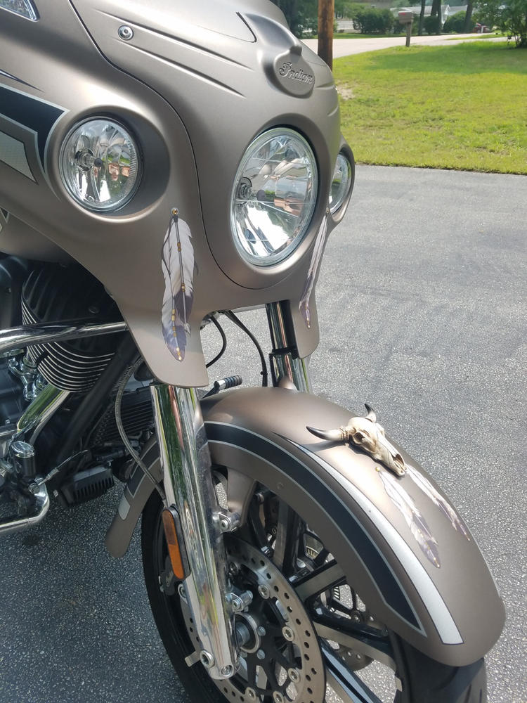Feather Helmet Decals -  5 Inches long - Customer Photo From Brian Panarese
