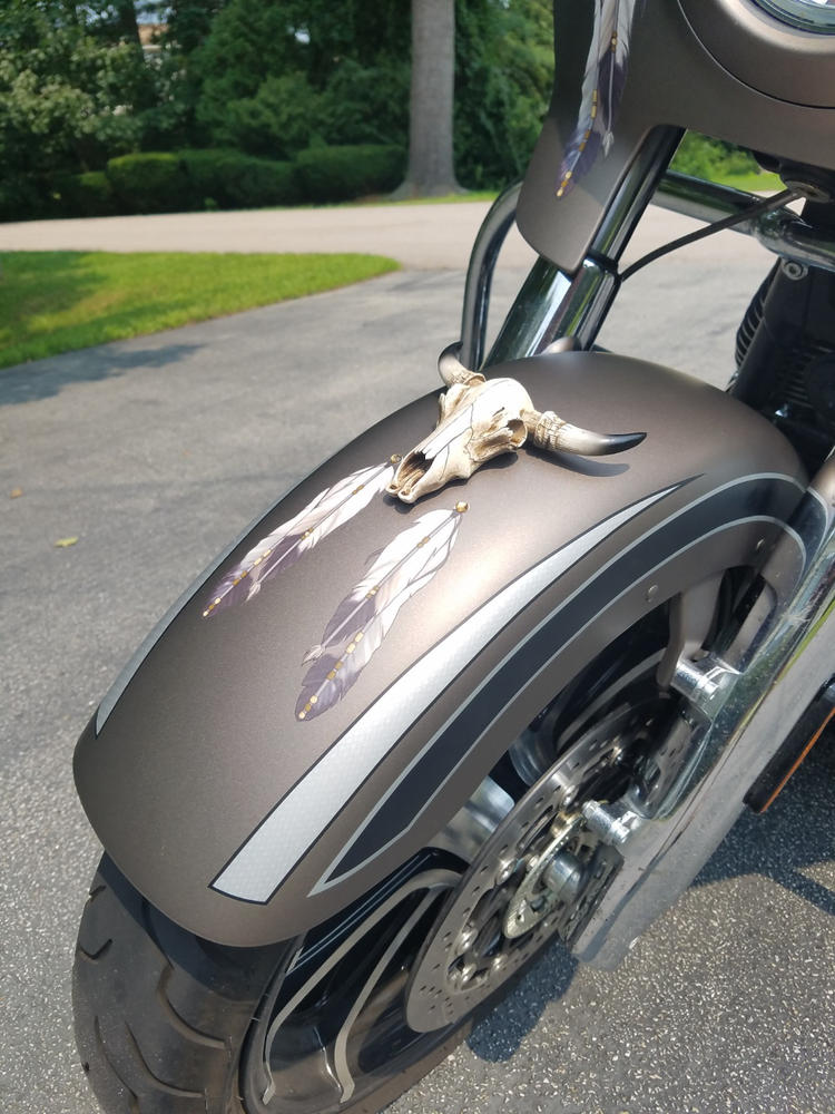 Feather Helmet Decals -  5 Inches long - Customer Photo From Brian Panarese