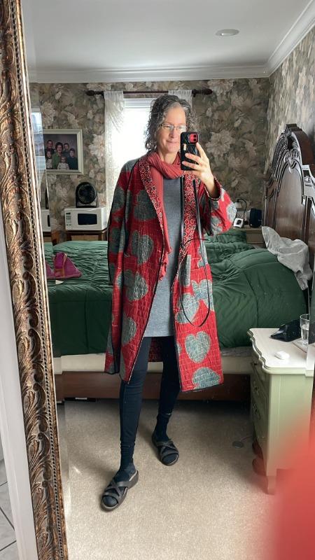 kantha vintage coat long surprise me - Customer Photo From Karen B