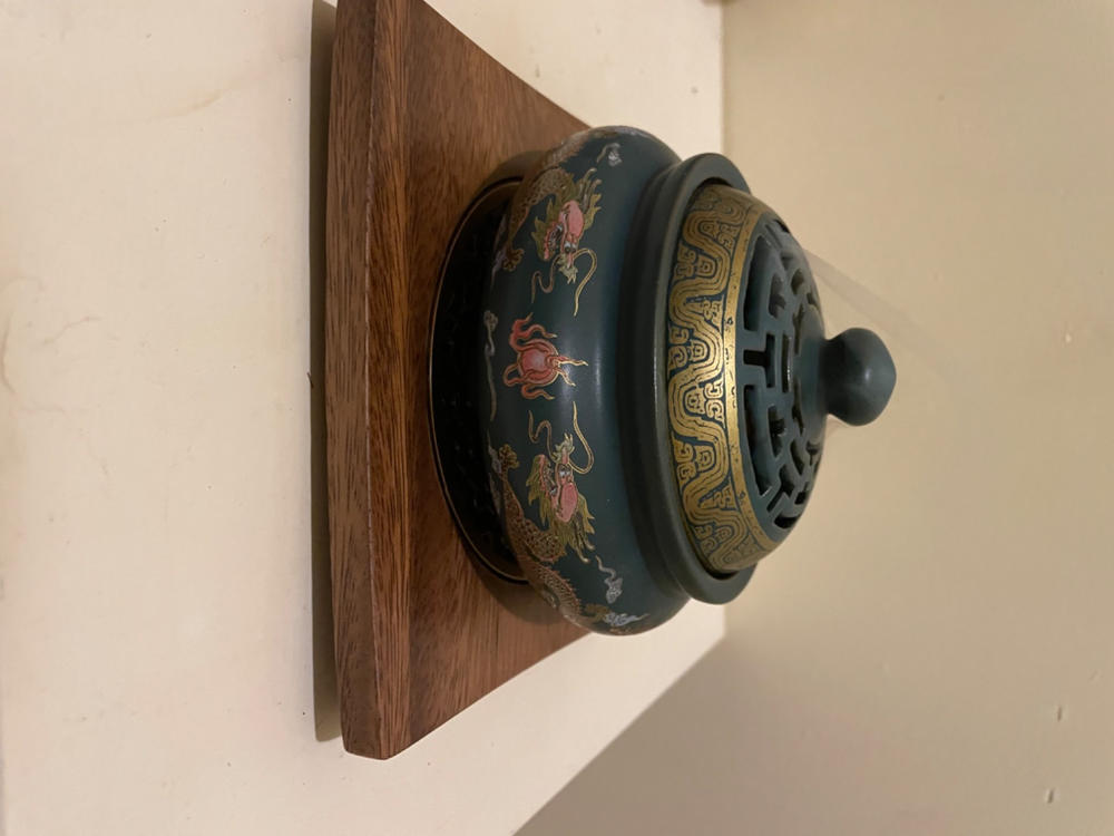 Atman Teal Round Ceramic Painted Incense Bowl - Customer Photo From - Roberto Santiago