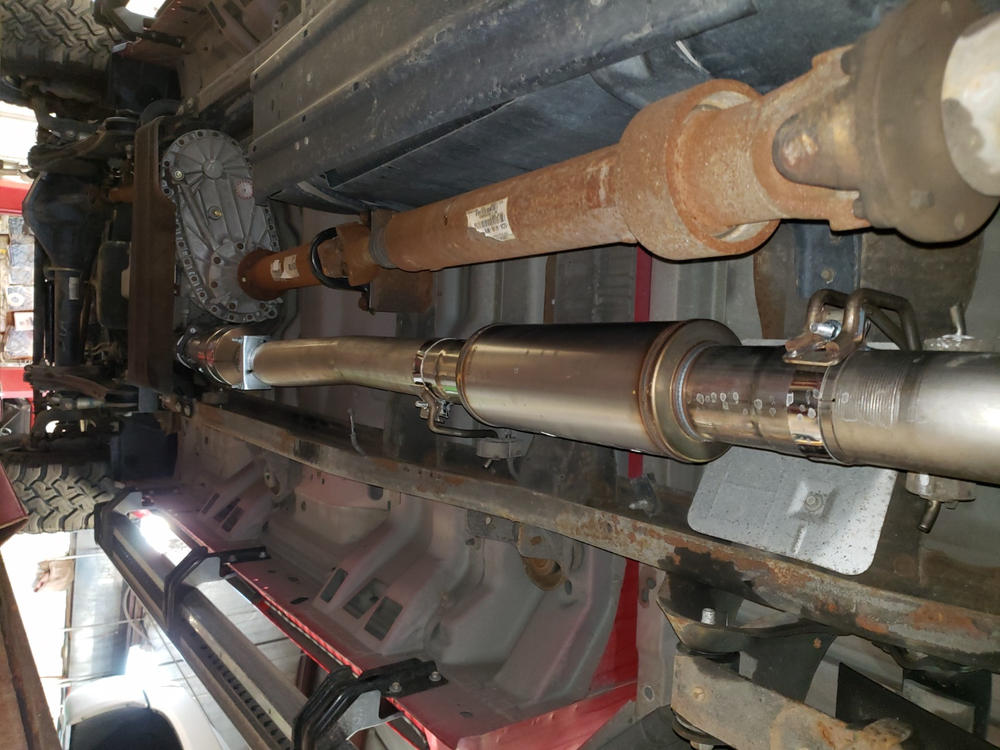 4" Turbo Back, Single Side (Stock Cat) Exit, T409, Ford F-250/350 6.0L, EC/CC 2003 - 2007 - Customer Photo From Christopher McGinness