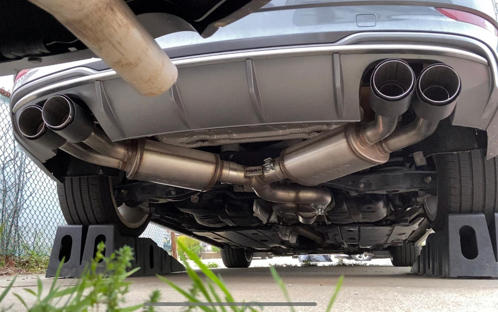 3" Cat Back, Quad Split Rear Exit, Valve Delete, T304 with Carbon Fiber Tips,  Audi S3 2015-2020 - Customer Photo From Sarah Li