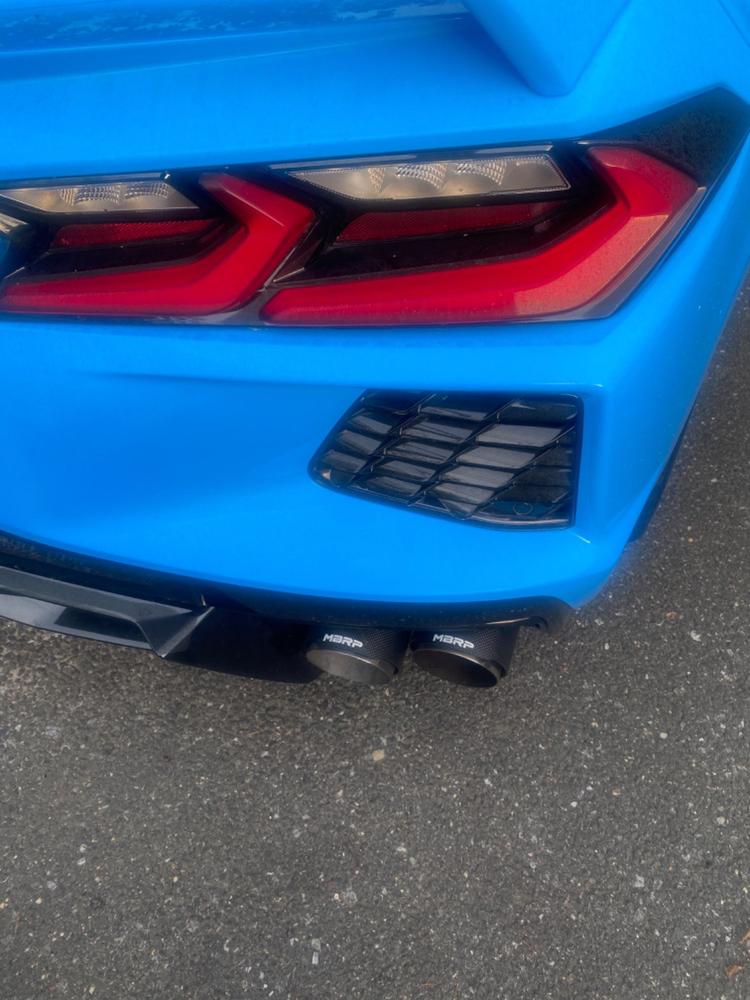 3" Cat-Back, Quad Split Rear, Chevrolet Corvette C8 2020 - 2021, T304 Stainless Steel, with Carbon Fiber Tips - Customer Photo From Damian T.