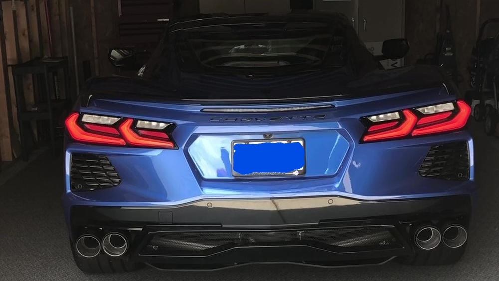 3" Cat-Back, Quad Split Rear, Chevrolet Corvette C8 2020 - 2022, T304 Stainless Steel, w/ Carbon Fiber Tips - Customer Photo From Dan Cavenaugh